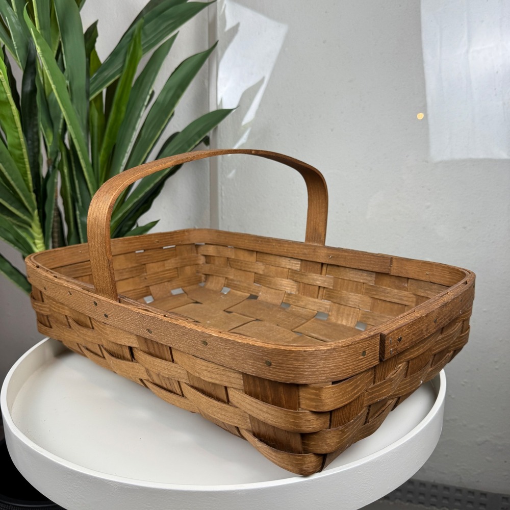 Cottagecore Vintage Basketville Woven Gathering Basket Brown Vermont Farmhouse